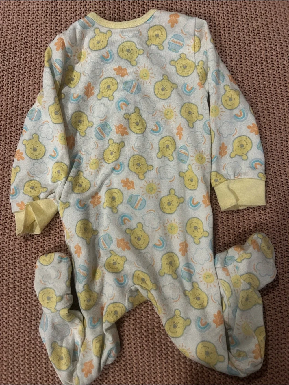 Disney Baby Winnie the Pooh 9M Footed Pajamas Zip Sleeper Honey Pot Rainbow